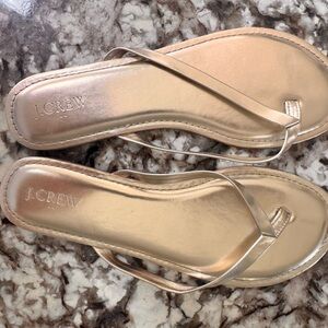 J. Crew Metallic  Gold Thong flip flops Sandals - Women size 9